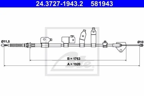- Трос ручного гальма ATE 24.3727-1943.2