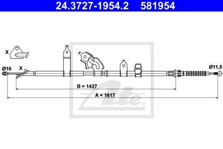 - Трос ручного гальма ATE 24.3727-1954.2