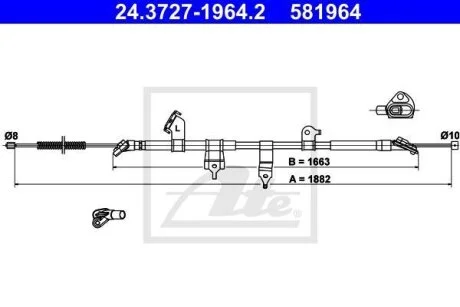 - Трос ручного гальма ATE 24.3727-1964.2