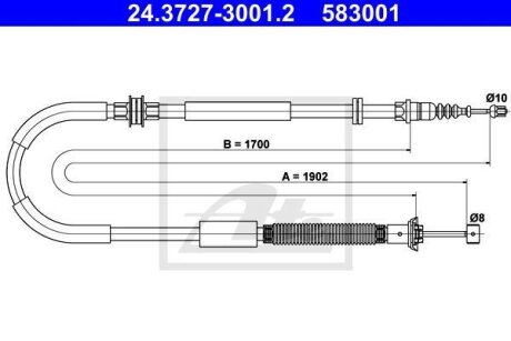 - Трос ручного гальма ATE 24.3727-3001.2