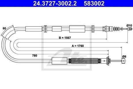 - Трос ручного гальма ATE 24.3727-3002.2