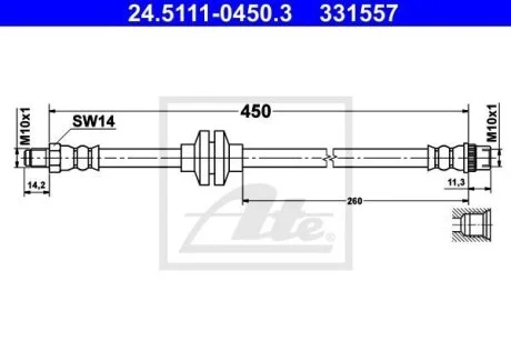 - Гальмівний шланг ATE 24.5111-0450.3