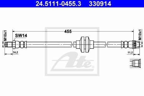 - Гальмівний шланг ATE 24.5111-0455.3
