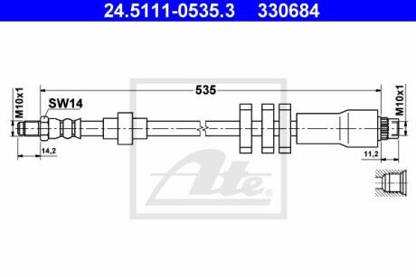 - Гальмівний шланг ATE 24.5111-0535.3