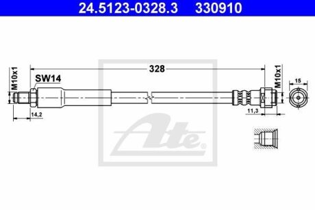 - Гальмівний шланг ATE 24.5123-0328.3