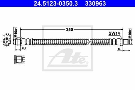 - Гальмівний шланг ATE 24.5123-0350.3