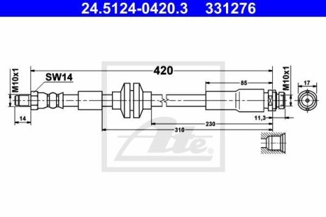 - Гальмівний шланг ATE 24.5124-0420.3