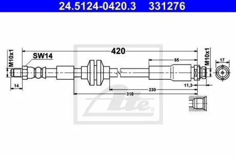 - Гальмівний шланг ATE 24.5124-0420.3