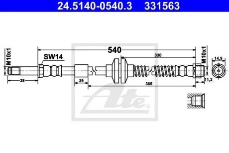 - Гальмівний шланг ATE 24.5140-0540.3