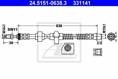 - Гальмівний шланг ATE 24.5151-0638.3