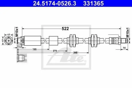 - Гальмівний шланг ATE 24.5174-0526.3