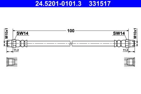 - Гальмівний шланг ATE 24.5201-0101.3