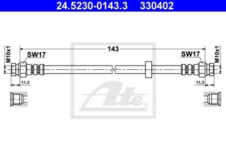 - Гальмівний шланг ATE 24.5230-0143.3