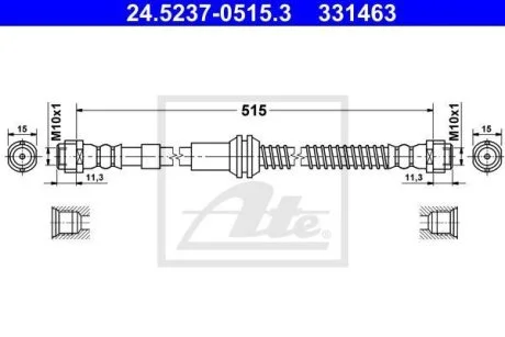 Шланг тормозной VAG Q7/CAYENNE/TOUAREG 02- передн. ATE 24.5237-0515.3