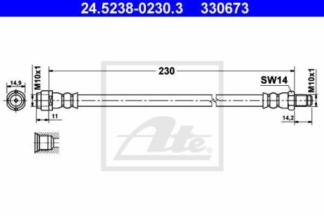 - Гальмівний шланг ATE 24.5238-0230.3