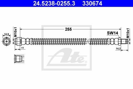 - Гальмівний шланг ATE 24.5238-0255.3