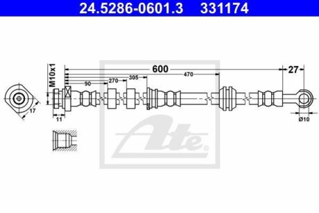 - Гальмівний шланг ATE 24.5286-0601.3