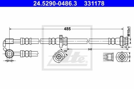 - Гальмівний шланг ATE 24.5290-0486.3