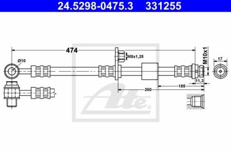 - Гальмівний шланг ATE 24.5298-0475.3