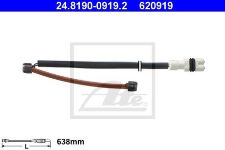 - Датчик зносу гальмівних колодок ATE 24.8190-0919.2