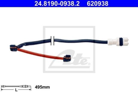 - Датчик зносу гальмівних колодок ATE 24.8190-0938.2