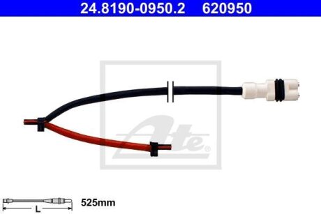 - Датчик зносу гальмівних колодок ATE 24.8190-0950.2