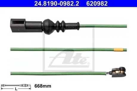 Конт. попер. сигналу, знос гальм. накл. ATE 24.8190-0982.2