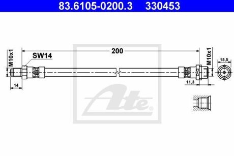 - Гальмівний шланг ATE 83.6105-0200.3