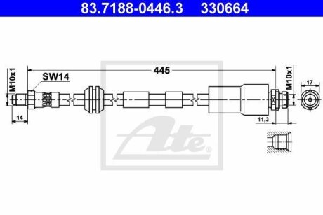 - Гальмівний шланг ATE 83.7188-0446.3