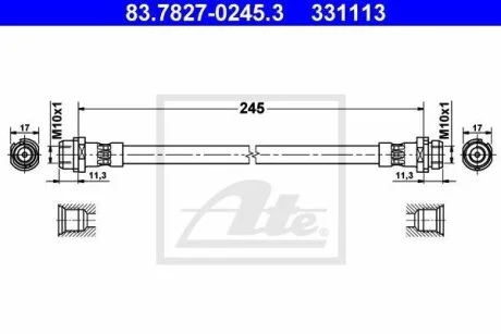 - Гальмівний шланг ATE 83.7827-0245.3