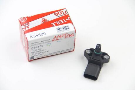 Датчик тиску у впускному колекторі (4 pin) AUDI A1, A2, A3, A4 ALLROAD B8, A4 B5, A4 B6, A4 B7, A4 B8, A5, A6 ALLROAD C6, A6 C5, A6 C6, A8 D3, A8 D4, Q5, Q7, TT FORD GALAXY I 1.2-6.0D 01.95- AUTLOG AS4509