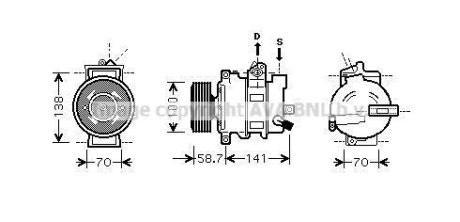 AVA AUDI Компресор кондиціонера A4 Allroad B8 09-, A4 B6 01-, A4 B7 04-, SEAT AVA COOLING AIA K279