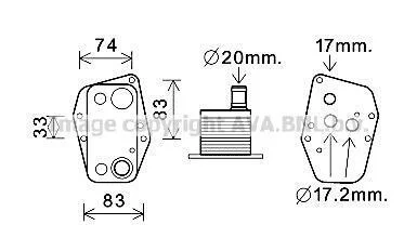 Радиатор масляный BMW 3 E46, E90 (98-), 5 E39, E60 (96-), X3 E83 (04-) 2.0D (BW3 AVA COOLING BW3555