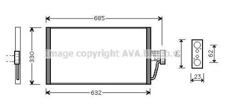 Радіатор кондиціонера BMW 5 E39 (96-), 7 E38 (94-) 2.0D, 2.5D, 3.0D AVA AVA COOLING BW 5254