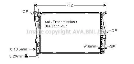 AVA BMW Радіатор охолодження (автомат) 1/3 E90,X1 E84 2.0/3.0 AVA COOLING BWA2303