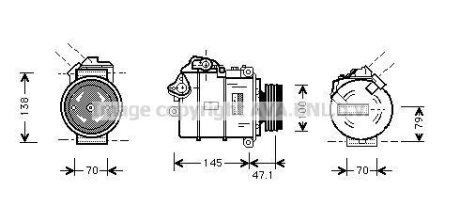 Компрессор кондиционера BMW 5(E60) 04- 2.2-3.0/2.5D/3.0D AVA COOLING BWA K306