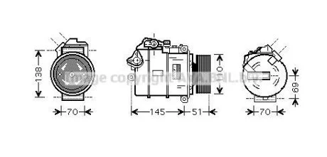 AVA BMW Компресор кондиціонера 3 (E90) 05-, 5 (E60) 04- AVA COOLING BWAK384