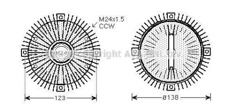 AVA BMW Віскомуфта вентилятора радіатора 3 E30, 5 E34, E39 1.6/2.8 AVA COOLING BW C322