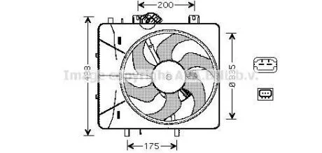 AVA CITROEN Вентилятор радіатора C2/3, Peugeot 1007/207 1.1/1.6 03- AVA COOLING CN 7527