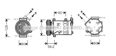 AVA CITROEN Компресор кондиціонера BERLINGO 96-, FIAT, PEUGEOT, RENAULT AVA COOLING CNA K237