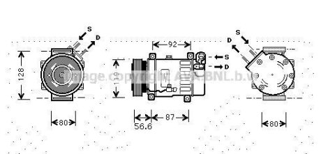AVA CITROEN Компресор кондиціонера BERLINGO 1.6 05-, C5 I 2.0 01-, C8 2.0, 2.2 02-, FIAT, LANCIA, PEUGEOT AVA COOLING CNA K238