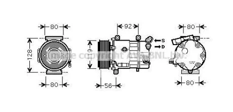 AVA CITROEN Компресор кондиціонера BERLINGO, C3 II, C4, PEUGEOT, DS AVA COOLING CNA K255