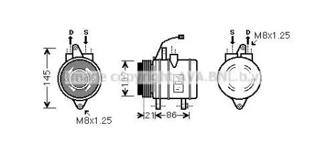 AVA CHEVROLET Компресор кондиціонера MATIZ 0.8 05-, SPARK 0.8 05-, DAEWOO AVA COOLING DWAK079