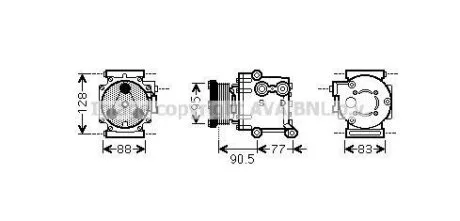 Компрессор кондиціонера Ford Fiesta Fusion 1,25-1,6i, Fiesta 1,25-1,6i 08> AVA AVA COOLING FDA K434