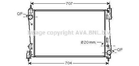 Радіатор охолодження двигуна Fiat Doblo 10> 1,6-2,0 MJet MT AC+/-, Opel Combo 1,6-2,0 CDTI 12> AC+/- AVA AVA COOLING FTA 2312