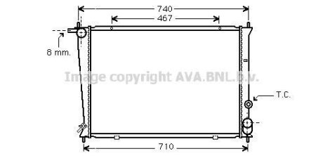 Радіатор охолодження двигуна Hyundai H100 H-1 2,5D 00>04, 04>07 MT AC+/- AVA AVA COOLING HYA 2049
