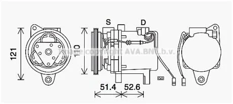 AVA SMART Компресор кондиціонера CABRIO 0.6-0.8, CITY-COUPE 0.6-0.8, FORTWO 0.6-0.8 AVA COOLING MCAK019