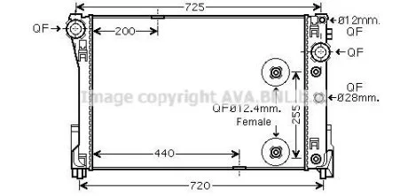 Радиатор охлаждения двигателя МВ W204 C/GLK30CDi/62i MT/AT (Ava) AVA COOLING MS2491 (фото 1)