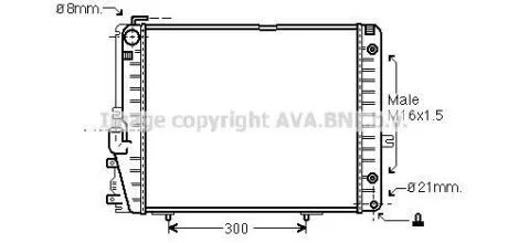 Радиатор охлаждения двигателя MB W124 MT, AT, AC 89-96 (Ava) AVA COOLING MSA 2072