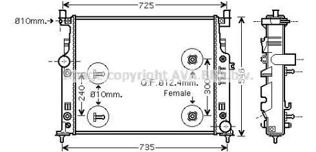 Радіатор охолодження двигуна MB ML 164 280-350CDI 350i 05> AT AC+/- AVA AVA COOLING MSA 2436